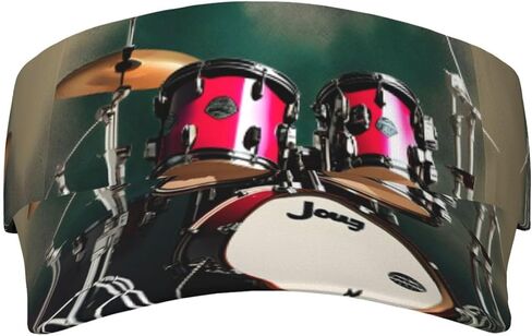 Jazz Drum Print Cooling Stretchy Visor Unisex Visor Hat for Men and Women, No Slip,Sun Protection Visor Black in Kuwait