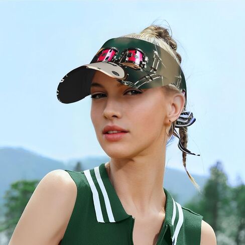 Jazz Drum Print Cooling Stretchy Visor Unisex Visor Hat for Men and Women, No Slip,Sun Protection Visor Black in Kuwait