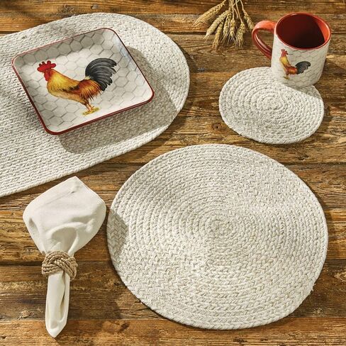 Park Designs Sea Salt Table Runner 60" x 14", Braided | Cotton | Woven Texture | Beige, Cream & Tan | Farmhouse Table Decor in Kuwait