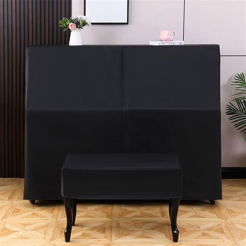 Leather Upright Piano Cover with Stool Cover, Piano Full Cover Dustproof Waterproof, Universal Upright Piano Leather Protective Cover Black, Block Sunlight, Moisture, Dust,01 in Kuwait