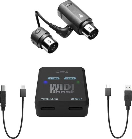 CME WIDI Master + WIDI Uhost USB-B OTG Pack - قم بتوصيل أجهزة MIDI مع وحدات تحكم USB MIDI أو الكمبيوتر الشخصي أو الكمبيوتر المحمول أو الجهاز الذكي - زمن استجابة منخفض للغاية يبلغ 3 مللي ثانية بتقنية Bluetooth MIDI in Kuwait