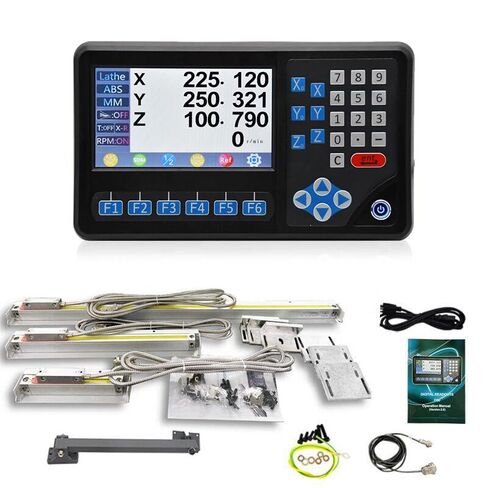 3Axis LCD DRO Multi-function RPM Digital Readout Display,5um Linear Scales 10'' 16'' 14'' Glass Optical Encoder Sensor OEM for Lathe Milling Bridgeport Knee Mill (270mmx420mmx370mm) in Kuwait