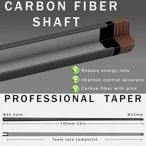 Collapsar Carbon Fiber Pool Cue Stick 12 mm Tip with Low Deflection Technology Full Carbon Shaft 58-inch Professional Billiard Cue 19 oz Pool Cue Stick in Kuwait