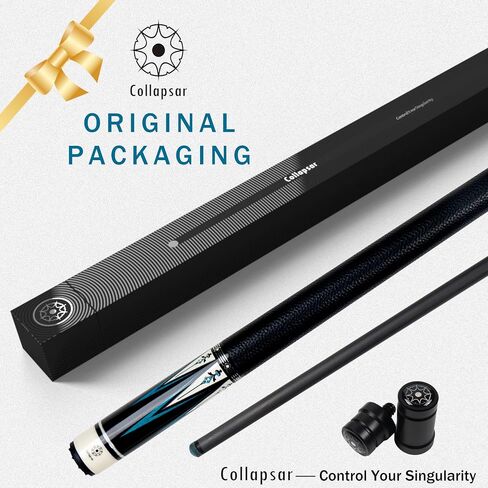 Collapsar Carbon Fiber Pool Cue Stick 12 mm Tip with Low Deflection Technology Full Carbon Shaft 58-inch Professional Billiard Cue 19 oz Pool Cue Stick in Kuwait