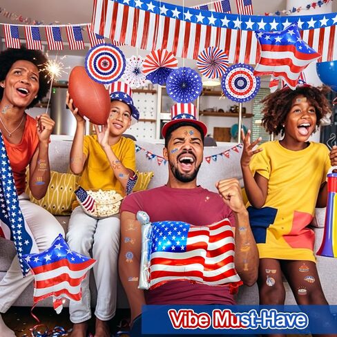 4th of July Golf Cart Decorations Kit, Patriotic Golf Cart Decorations with Flags, Balloons & Hanging Ornaments, Holiday Supplies for Parade, Backyard Party and Independence Day Celebration in Kuwait