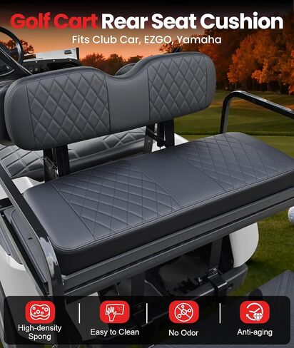وسادة بديلة للمقعد الخلفي لعربة الجولف العالمية لسيارة EZGO Club Car Yamaha، طقم تجميع وسادة المقعد الخلفي لعربة الجولف - وسادة سفلية ومسند ظهر، أسود in Kuwait