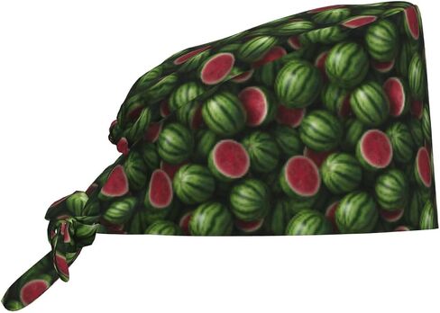 Realistic Watermelon A Print Scrub Caps Women Men, Nurse Cap Surgical Caps Scrub Hats for Women Men, Adjustable Working Cap with Sweatband Black in Kuwait