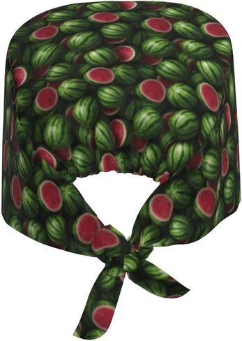 Realistic Watermelon A Print Scrub Caps Women Men, Nurse Cap Surgical Caps Scrub Hats for Women Men, Adjustable Working Cap with Sweatband Black in Kuwait