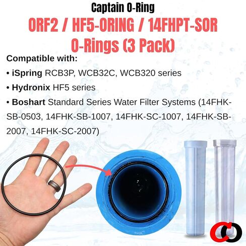 Captain O-Ring – Replacement ORF2 / HF5-ORING / 14FHPT-SOR O-Rings for iSpring RCB3P, WCB32C, WCB32O, Hydronix HF5, and Boshart Standard Water Filter (3 Pack) in Kuwait