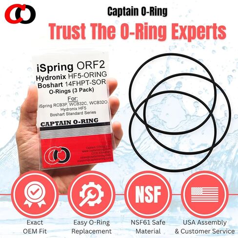 Captain O-Ring – Replacement ORF2 / HF5-ORING / 14FHPT-SOR O-Rings for iSpring RCB3P, WCB32C, WCB32O, Hydronix HF5, and Boshart Standard Water Filter (3 Pack) in Kuwait