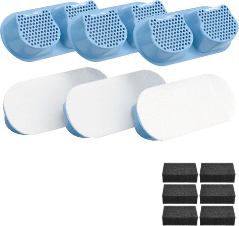 Homtyler 6-Pack مرشحات بديلة لنافورة مياه القطط، متوافقة مع نافورة أوتوماتيكية من الفولاذ المقاوم للصدأ سعة 2.2 لتر تتميز بنافذة مياه على شكل قطة، خراطيش ثلاثية المراحل in Kuwait