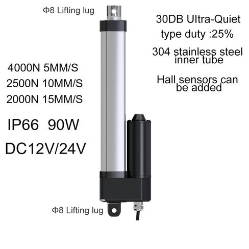 MAX 4000N Electric Linear Actuator DC Motor 100MM 150mm 200mm 300mm 500mm 1000mm Stroke Stainless Steel Telescopic Inner Tube(DC12V-Normal,50mm,4000N 5MMS) in Kuwait