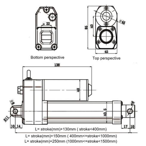 MAX 4000N Electric Linear Actuator DC Motor 100MM 150mm 200mm 300mm 500mm 1000mm Stroke Stainless Steel Telescopic Inner Tube(DC12V-Normal,50mm,4000N 5MMS) in Kuwait