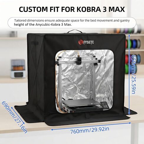 حاوية مقاومة للحريق مطورة لـ Anycubic Kobra3-Max: غطاء غبار قابل للطي 29.5 لتر × 26.8 عرض × 31.5 ارتفاع بوصة مع نافذة شفافة لا يتطلب إطار مقبض علوي لأجزاء الطباعة ثلاثية الأبعاد in Kuwait