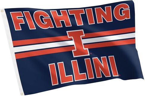 علم جامعة إلينوي ديزرت كاكتوس - لافتة قتال Illini U of I مقاس 3 × 5 أقدام، عرض قماشي متين داخلي/خارجي (النمط I1) in Kuwait