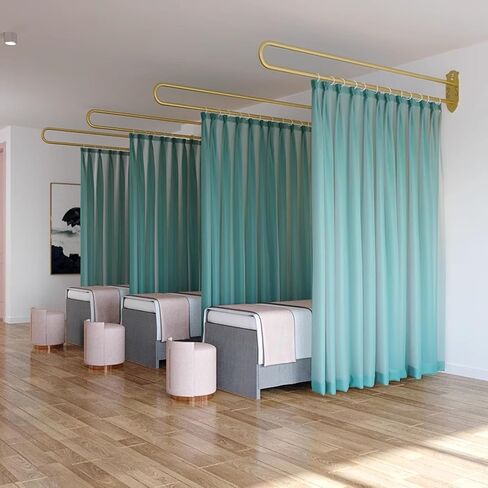 Indoor Hanging Curtain Room Dividers, Large Panel Privacy Partition Screen for Beauty Salon/Hospital/Physiotherapy Bed/Yoga Studio, 2 Set Temporary Separator,Green-L 2.3m Pole in Saudi Arabia