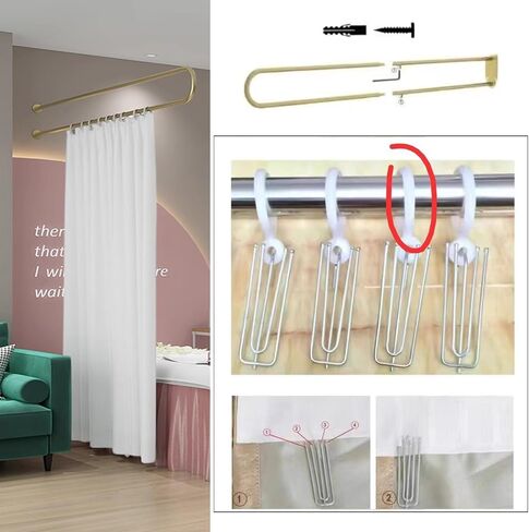 Indoor Hanging Curtain Room Dividers, Large Panel Privacy Partition Screen for Beauty Salon/Hospital/Physiotherapy Bed/Yoga Studio, 2 Set Temporary Separator,Green-L 2.3m Pole in Saudi Arabia