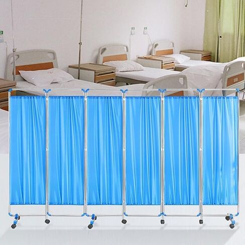 شاشة خصوصية طبية قابلة للطي بطول 6 أقدام، Separador De Cuartos، مقسم غرفة طويل القامة للمستشفيات وصالون التجميل ومختبر جناح التمريض المنزلي، أسوار/جدار مؤقت من الفولاذ المقاوم للصدأ in Kuwait