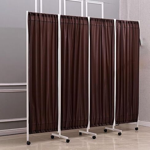 Privacy Screen Room Divider, Metal Folding Medical Privacy Screen, Rolling Room Divider Partition On Wheels and Detachable Nylon Cloth for Office Restaurant Clinic Salon Wall Fencing(Color:Brown) in Kuwait