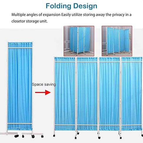 Privacy Screen Room Divider, Metal Folding Medical Privacy Screen, Rolling Room Divider Partition On Wheels and Detachable Nylon Cloth for Office Restaurant Clinic Salon Wall Fencing(Color:Brown) in Kuwait