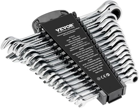 VEVOR Combination Wrench Set, 44-Piece SAE and Metric, 12-Point Box End and 15° Angled Open End Combination Wrenches with Roll Up Pouch, Carbon Steel, for General Household and Automotive Repairs in Kuwait