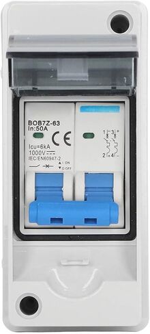asixxsix 2 القطب العاصمة قواطع دوائر مصغرة، 1000v 50amp dc قواطع مفتاح فصل الطاقة الشمسية مع غطاء ip65، عازل الدائرة الكهروضوئية لنظام شبكة الألواح الشمسية in Kuwait