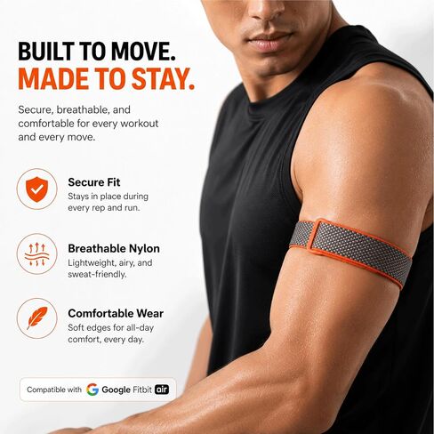 حزام العضلة ذات الرأسين متوافق مع Google Fitbit Air، حزام الذراع العلوي من النايلون المرن القابل للتعديل للنساء والرجال، حزام يد للتمرين قابل للتنفس للجري وصالة الألعاب الرياضية وتدريبات القوة وHIIT in Kuwait