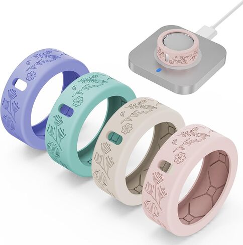 غطاء YWXTW زهري لـ Oura Ring Gen 4/3/4 سيراميك، حلقة Samsung/Ultrahuman، يدعم الشحن مع غطاء، واقي سيليكون مضاد للخدش، إكسسوارات أنيقة للنساء/الرجال، 4 عبوات in Kuwait