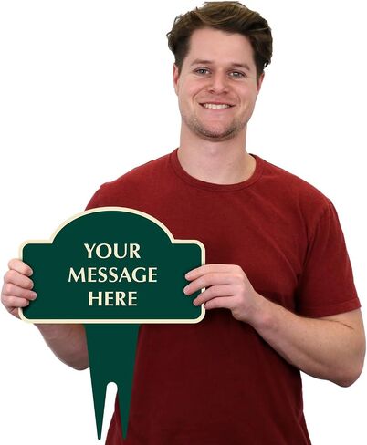 لافتة حصة ساحة مصممة خصيصًا من SmartSign - أضف رسالتك، 12 بوصة × 15 بوصة، قمة قبة عتيقة، لافتة مركبة من الألومنيوم 120 مل مع معطف للخارج، حصص أرضية متكاملة، خيار عاكس in Kuwait