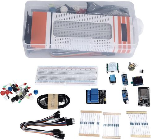 ESP-32S Starter Kit، مجموعة أدوات البدء الكاملة للوحة التطوير، جهاز التحكم عن بعد، دعم IDE وخيار برمجة MicroPython، واجهات متعددة لمشاريع التصنيع in Kuwait