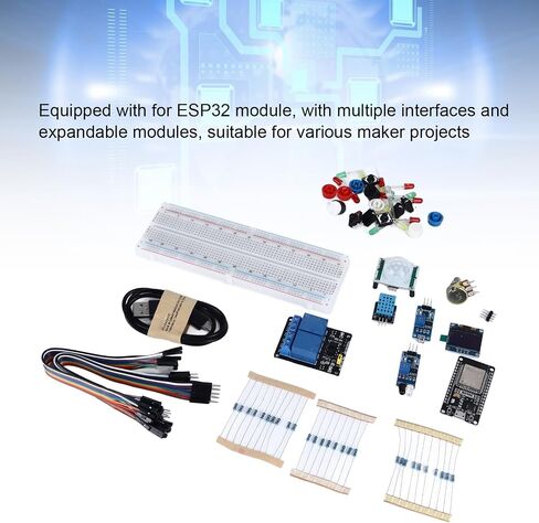 ESP-32S Starter Kit، مجموعة أدوات البدء الكاملة للوحة التطوير، جهاز التحكم عن بعد، دعم IDE وخيار برمجة MicroPython، واجهات متعددة لمشاريع التصنيع in Kuwait