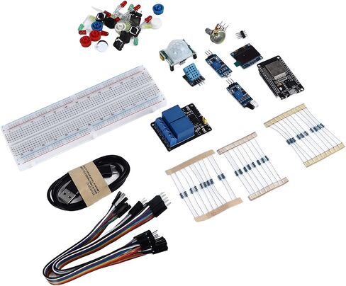 ESP-32S Starter Kit، مجموعة أدوات البدء الكاملة للوحة التطوير، جهاز التحكم عن بعد، دعم IDE وخيار برمجة MicroPython، واجهات متعددة لمشاريع التصنيع in Kuwait