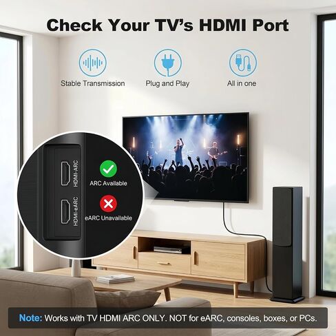 كابل HDMI ARC لتحويل الصوت البصري للتلفزيون، 5FT ARC إلى Toslink SPDIF مستخرج الصوت لمكبرات الصوت، مستقبل AV والمسرح المنزلي، يدعم PCM/LPCM، Dolby Digital & DTS 5.1، يعمل بمنفذ USB in Kuwait