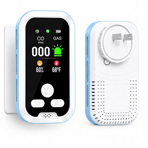 Plug in 5-in-1 Environment Detectors,HD Display Indoor Air Quality Meters Support Temp/Humidity, Built-in Battery High Accuracy Sensors for Home, Apartment,RV, Hotel, Camping, Car, Travel in Kuwait