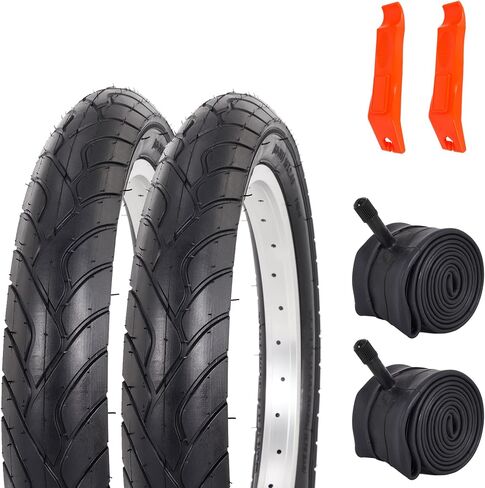 16 x 2.4 Bike Tires and Inner Tubes Set,16"/64-305 Folding Bicycle Tire | Heavy Duty Bicycle Tires and Tubes Schrader Valve with 2 Tire Levers Compatible with Road Bike,BMX Tire,Kids Bike Tire 2 Sets in Kuwait