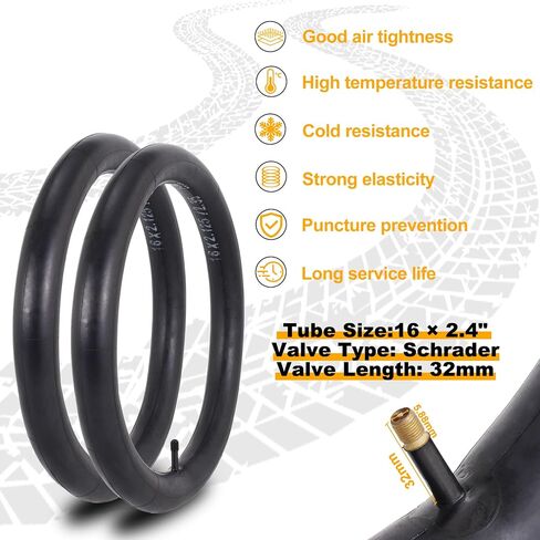 16 x 2.4 Bike Tires and Inner Tubes Set,16"/64-305 Folding Bicycle Tire | Heavy Duty Bicycle Tires and Tubes Schrader Valve with 2 Tire Levers Compatible with Road Bike,BMX Tire,Kids Bike Tire 2 Sets in Kuwait