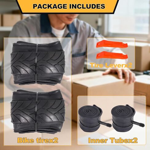 16 x 2.4 Bike Tires and Inner Tubes Set,16"/64-305 Folding Bicycle Tire | Heavy Duty Bicycle Tires and Tubes Schrader Valve with 2 Tire Levers Compatible with Road Bike,BMX Tire,Kids Bike Tire 2 Sets in Kuwait