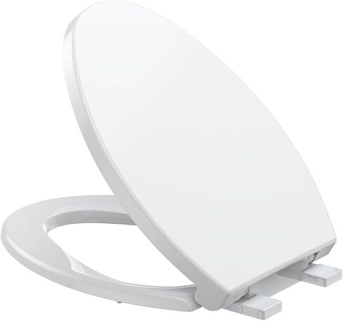 Elongated White Toilet Seat, PP Material, Quick Release Hinges for Easy Cleaning in Kuwait