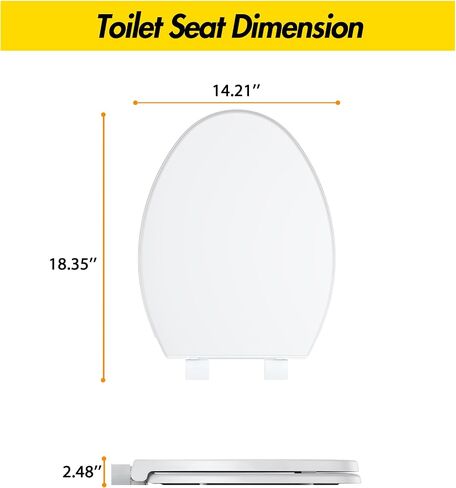 Elongated White Toilet Seat, PP Material, Quick Release Hinges for Easy Cleaning in Kuwait