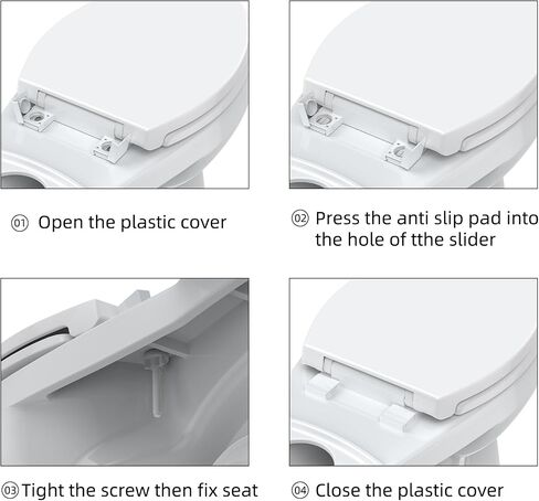 Elongated White Toilet Seat, PP Material, Quick Release Hinges for Easy Cleaning in Kuwait
