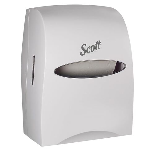 Scott® Essential™ Manual Hard Roll Towel Dispenser (46254), White, for Purple Core Scott® Roll Towels, 12.63" x 16.13" x 10.2" (Qty 1) in Kuwait