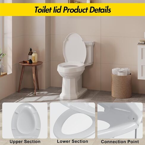 Elongated White Toilet Seat, PP Material, Quick Release Hinges for Easy Cleaning in Kuwait