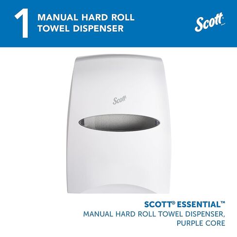 Scott® Essential™ Manual Hard Roll Towel Dispenser (46254), White, for Purple Core Scott® Roll Towels, 12.63" x 16.13" x 10.2" (Qty 1) in Kuwait