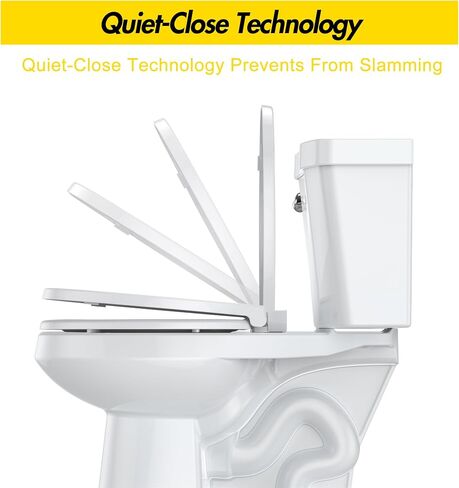 Elongated White Toilet Seat, PP Material, Quick Release Hinges for Easy Cleaning in Kuwait