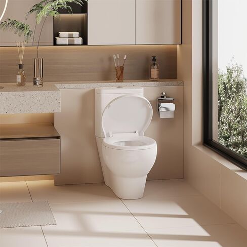 Elongated White Toilet Seat, PP Material, Quick Release Hinges for Easy Cleaning in Kuwait