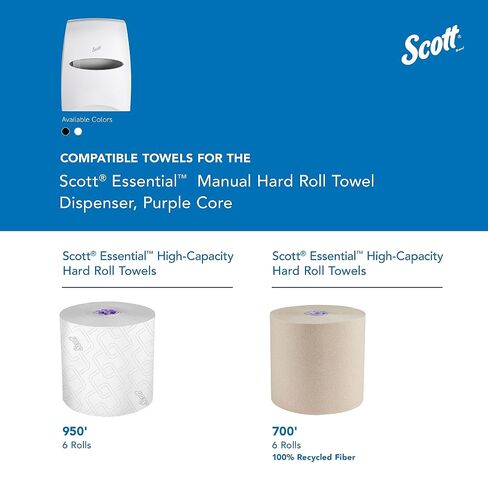 Scott® Essential™ Manual Hard Roll Towel Dispenser (46254), White, for Purple Core Scott® Roll Towels, 12.63" x 16.13" x 10.2" (Qty 1) in Kuwait