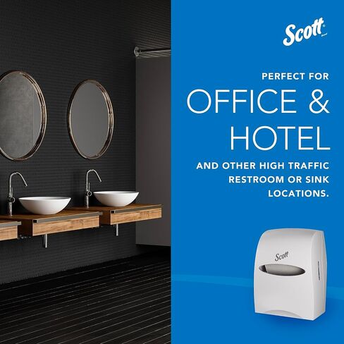 Scott® Essential™ Manual Hard Roll Towel Dispenser (46254), White, for Purple Core Scott® Roll Towels, 12.63" x 16.13" x 10.2" (Qty 1) in Kuwait