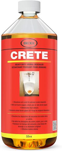 Brodi CRETE Urinal Drain Cleaner, Commercial Grade, Restores Pipes to Original Diameter, Urinal Descaler & Deodorizer, Safe for Pipes, No Harsh Fumes, Urine Salt Remover, 32 Fl Oz (Pack of 1) in Kuwait
