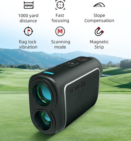REVASRI Range Finder Golf Rangefinder with Slope, 1000 Yards Golf Range Finder with Magnetic, 6X Magnification, Flag Locking Vibration, Must Accessories for Golfer in Kuwait