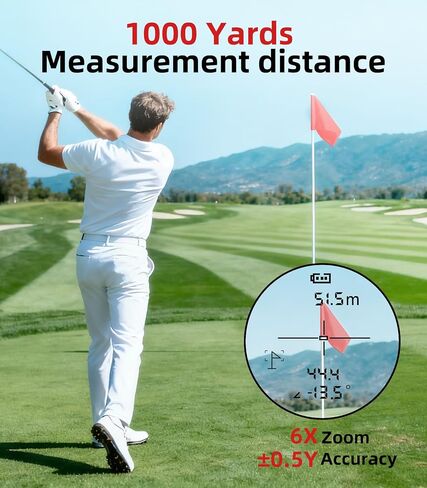 REVASRI Range Finder Golf Rangefinder with Slope, 1000 Yards Golf Range Finder with Magnetic, 6X Magnification, Flag Locking Vibration, Must Accessories for Golfer in Kuwait